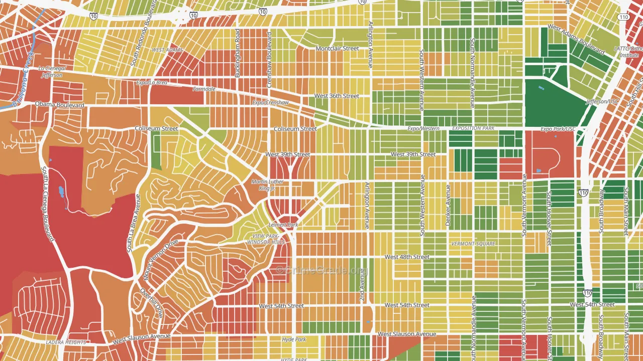 Leimert Park, Los Angeles, CA Map of Burglary Rates