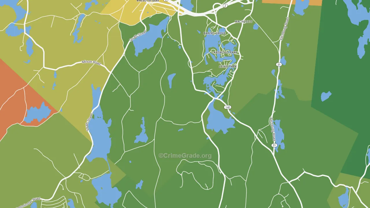 Leino Park, MA Map of Burglary Rates