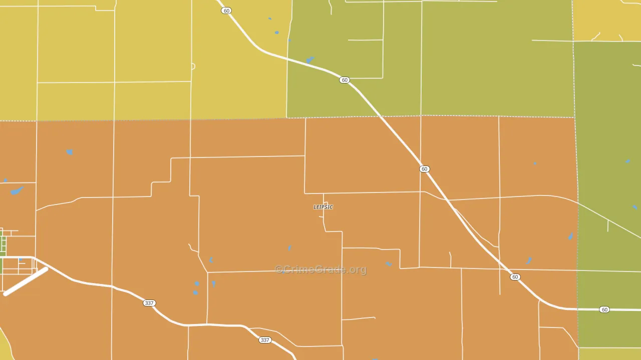 Leipsic, IN Map of Burglary Rates