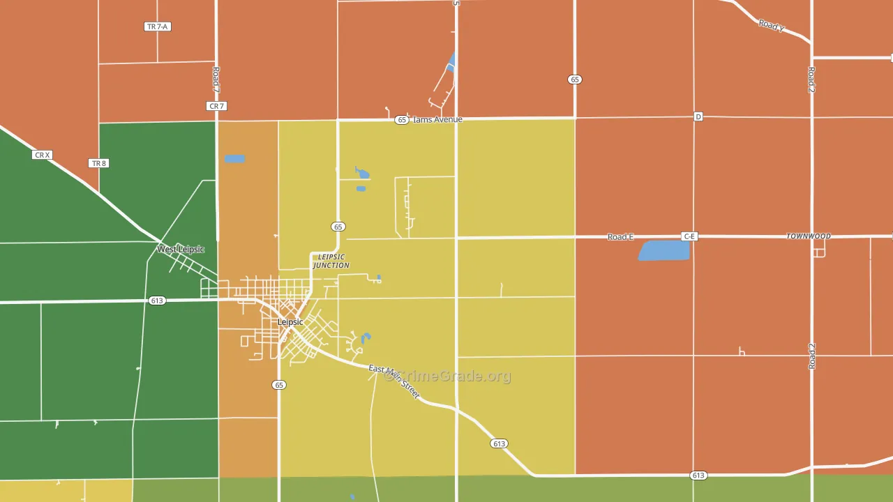 Leipsic Junction, OH Map of Burglary Rates