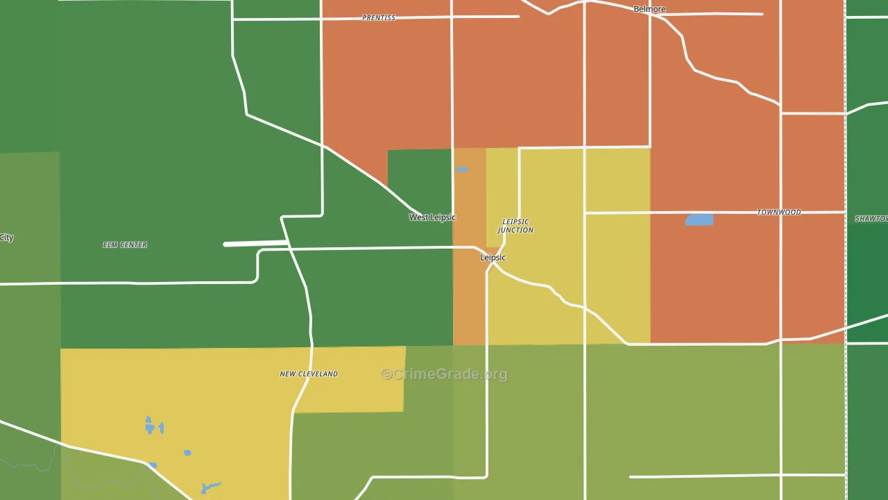 Leipsic, OH Map of Burglary Rates