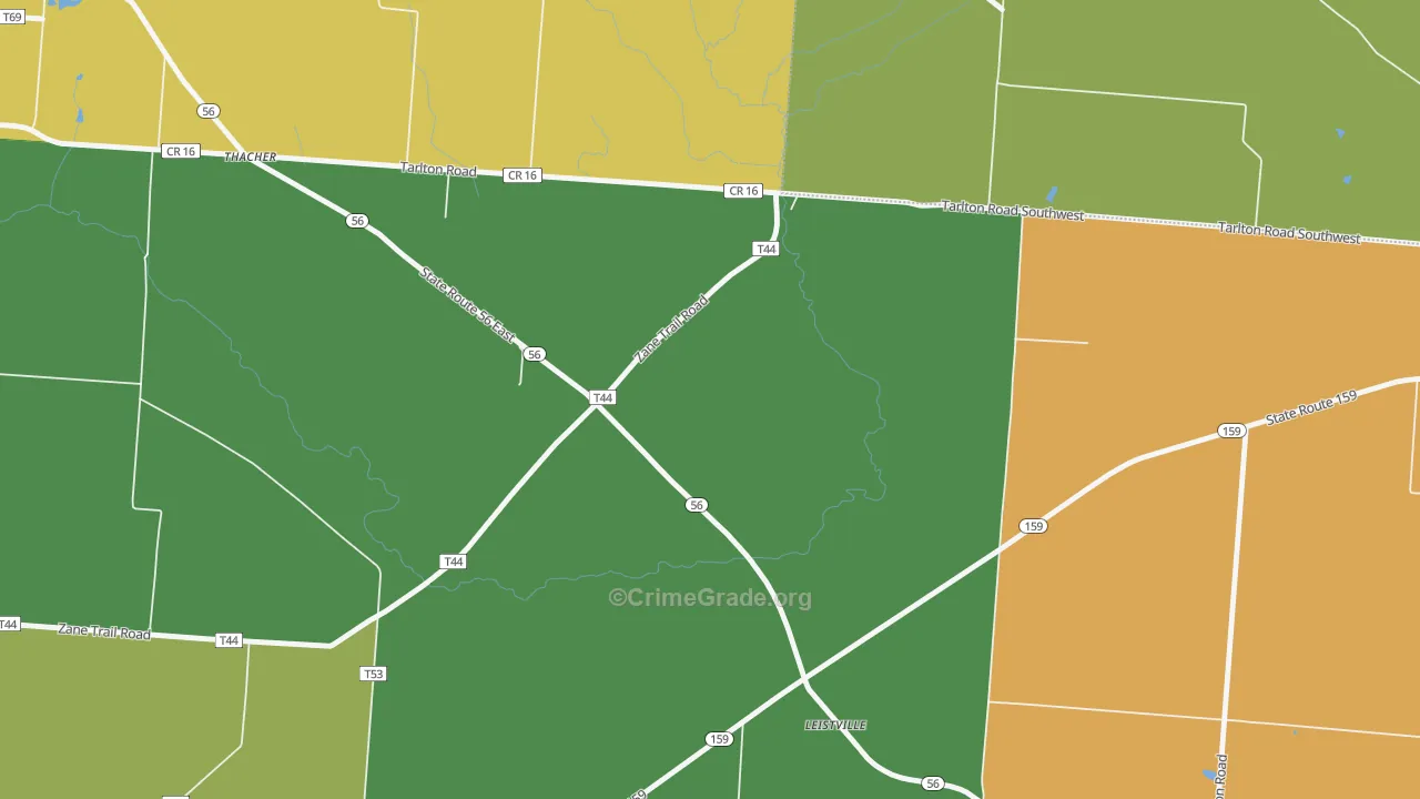 Leistville, OH Map of Burglary Rates
