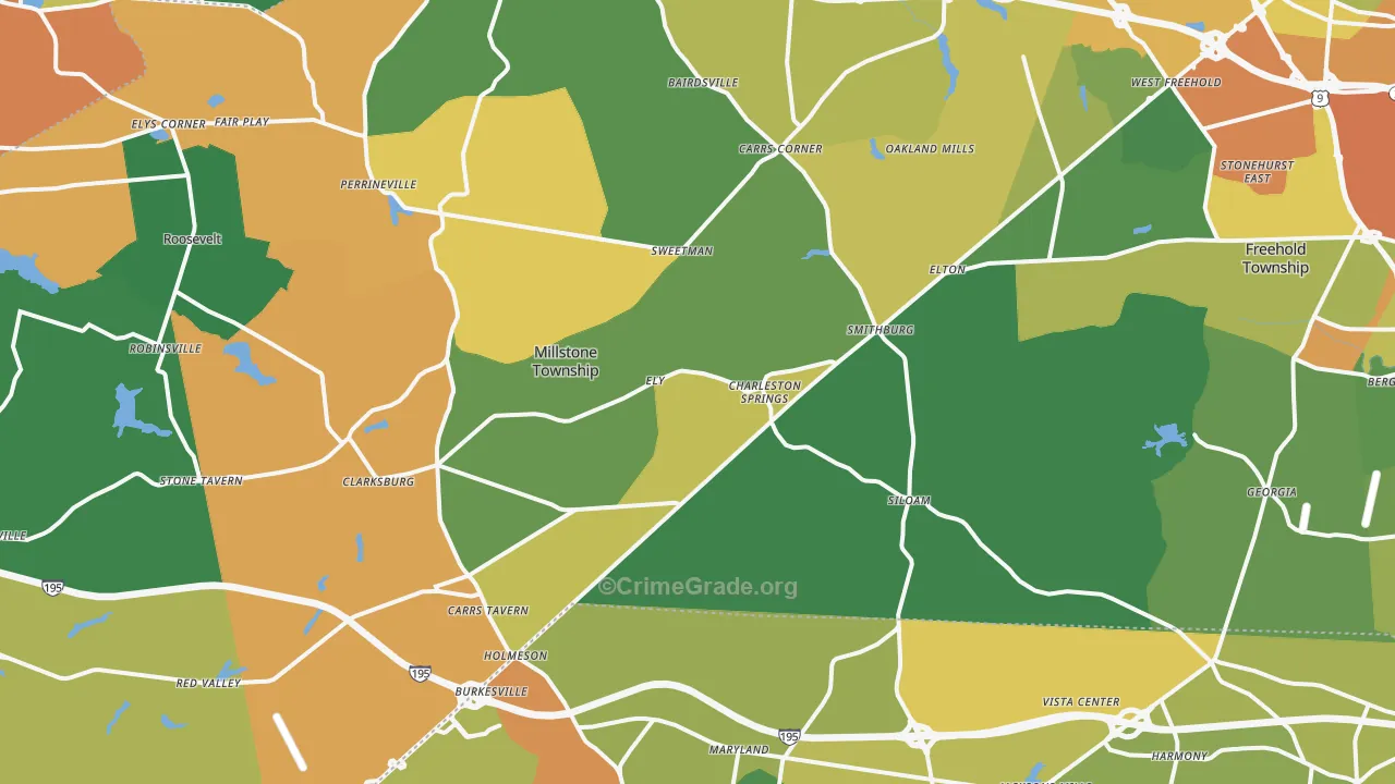 Leisure Knoll, NJ Map of Burglary Rates
