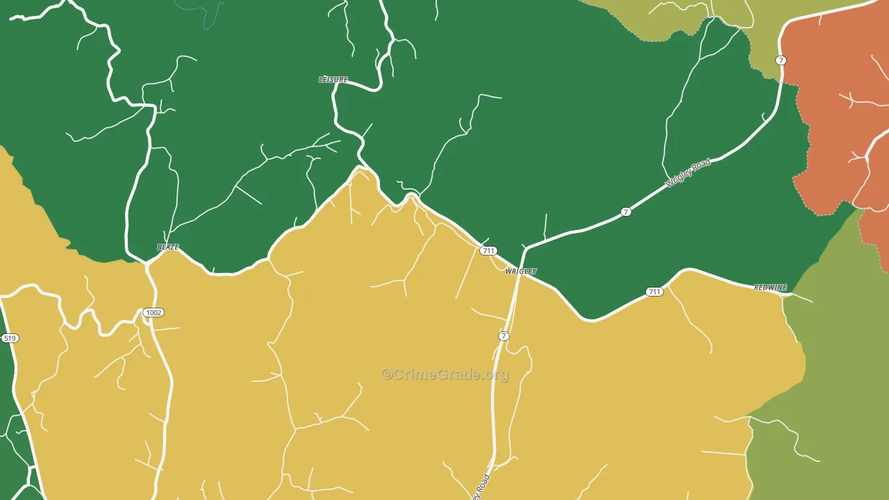Leisure, KY Map of Burglary Rates
