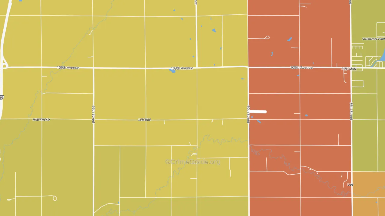 Leisure, MI Map of Burglary Rates