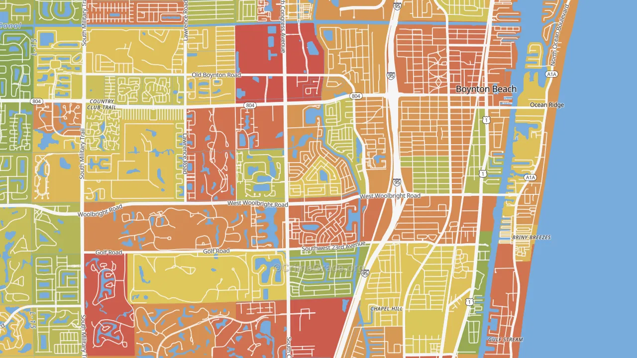 Leisureville, Boynton Beach, FL Map of Burglary Rates