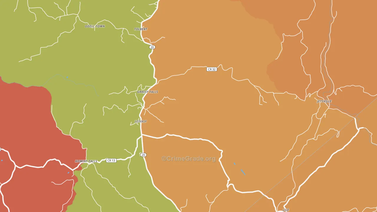 Leivasy, WV Map of Burglary Rates