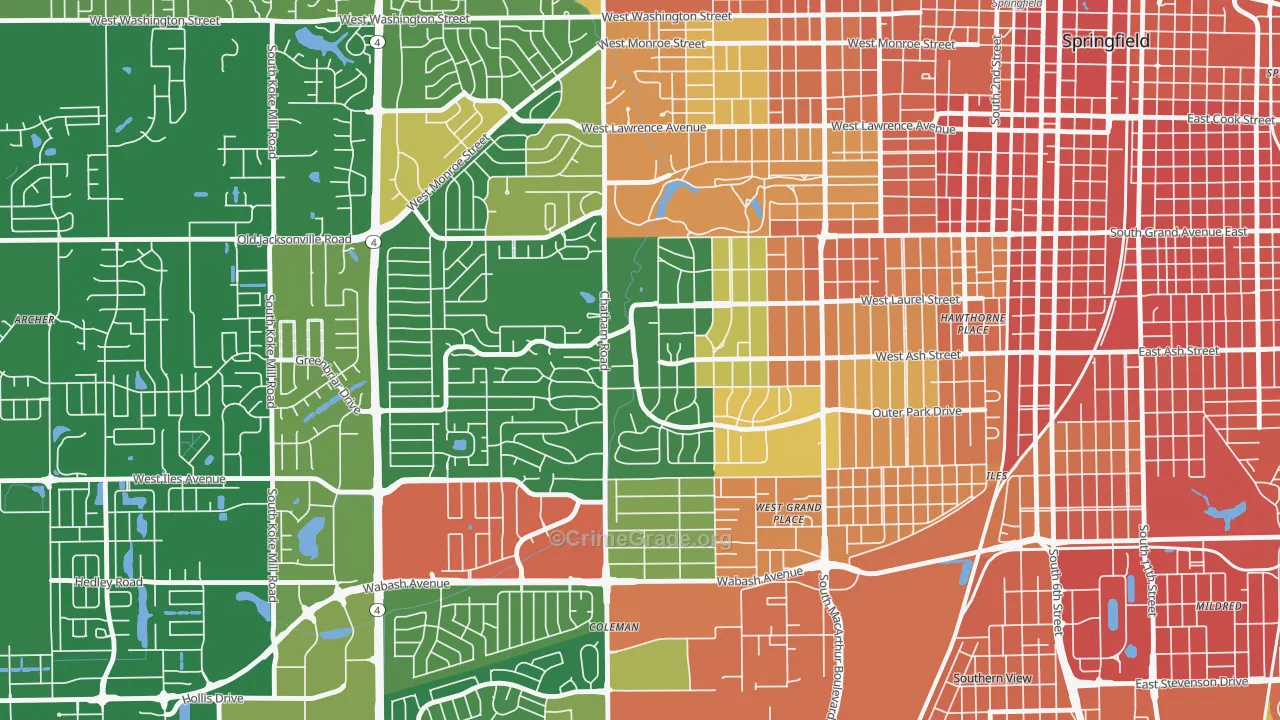 Leland Grove, IL Map of Burglary Rates