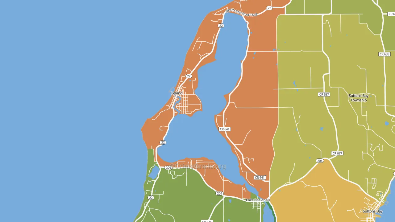 Leland, MI Map of Burglary Rates