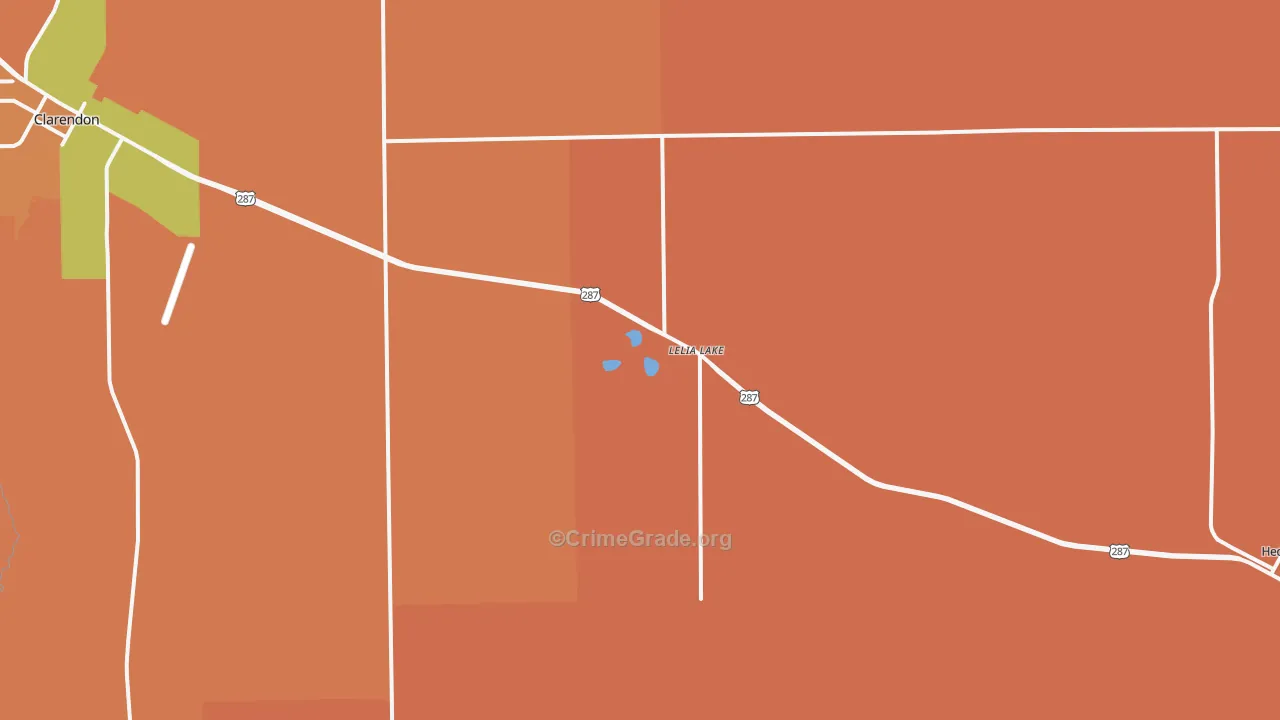 Lelia Lake, TX Map of Burglary Rates