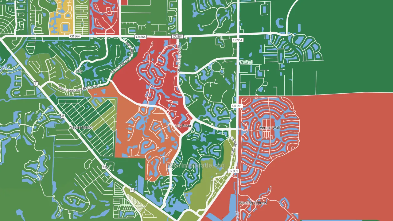 Lely Resort, Naples, FL Map of Burglary Rates