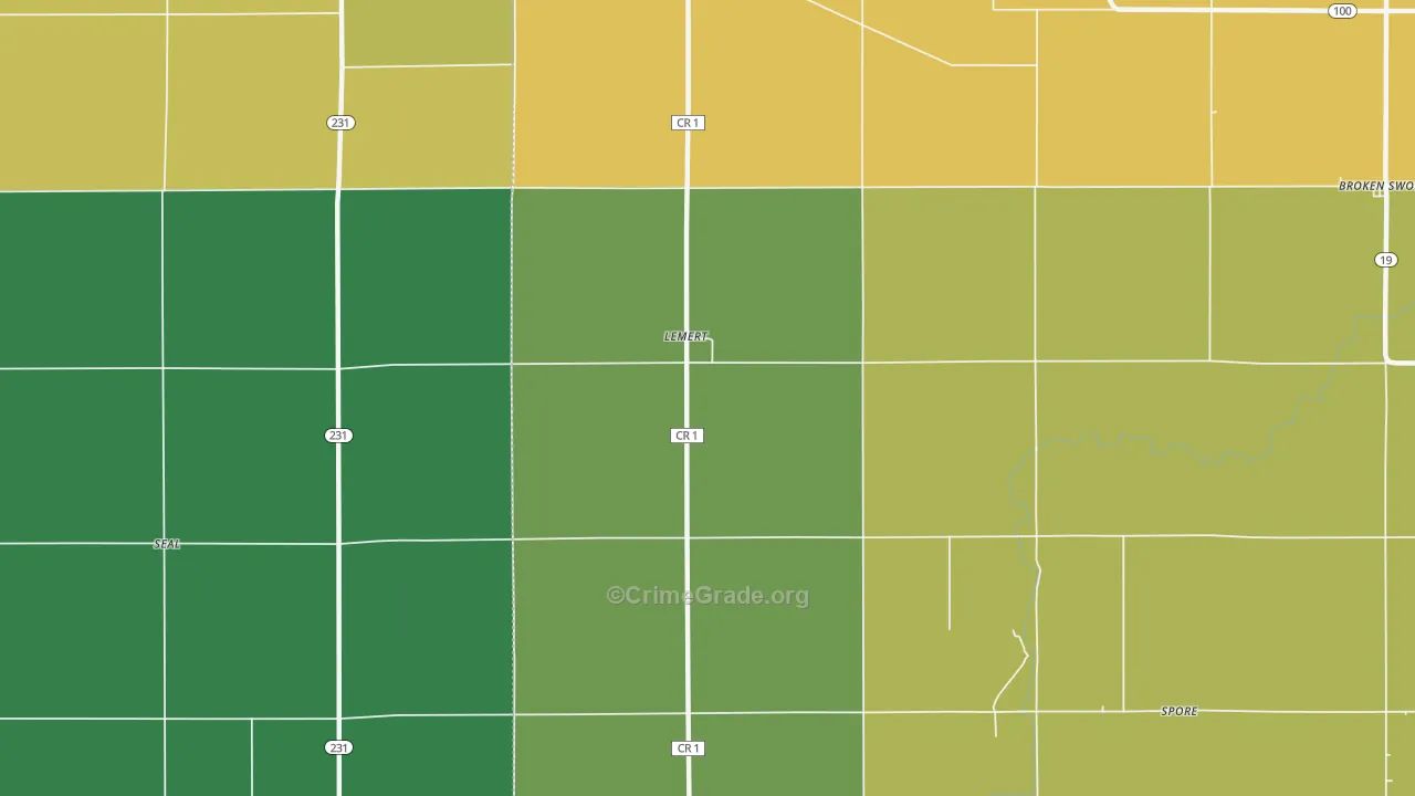 Lemert, OH Map of Burglary Rates