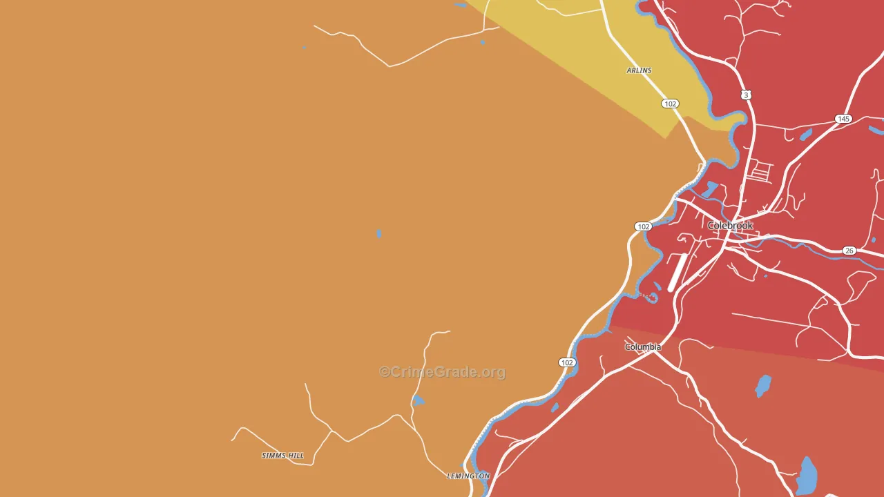 Lemington, VT Map of Burglary Rates