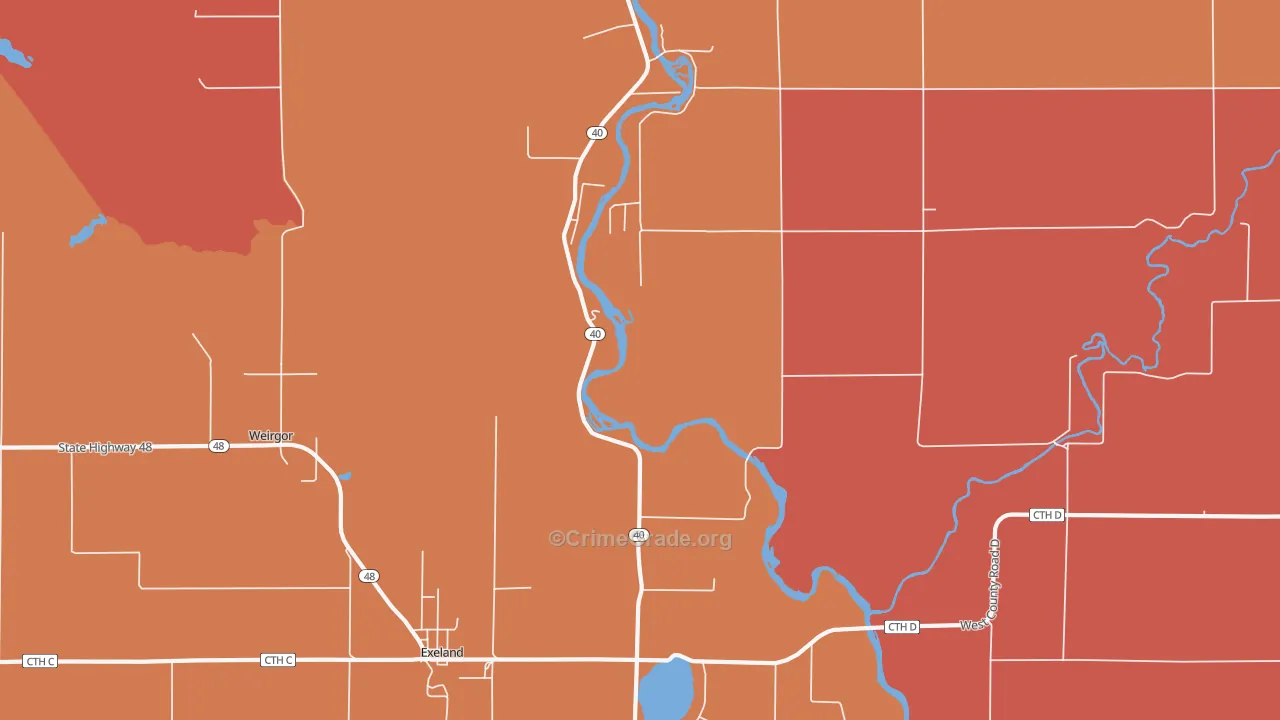 Lemington, WI Map of Burglary Rates