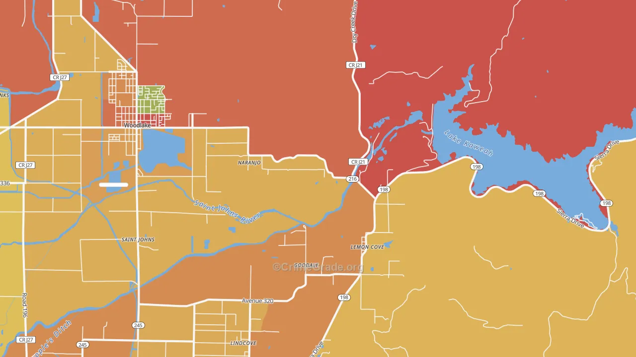 Lemon Cove, CA Map of Burglary Rates