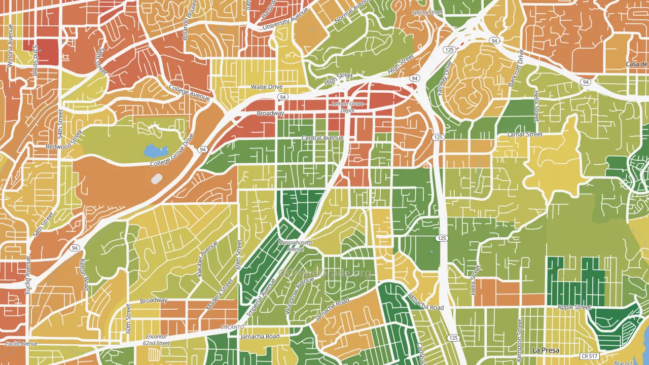 Lemon Grove, CA Map of Burglary Rates