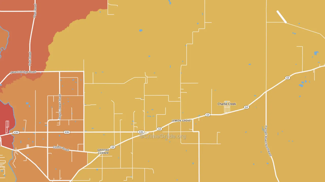 Lemon Grove, FL Map of Burglary Rates