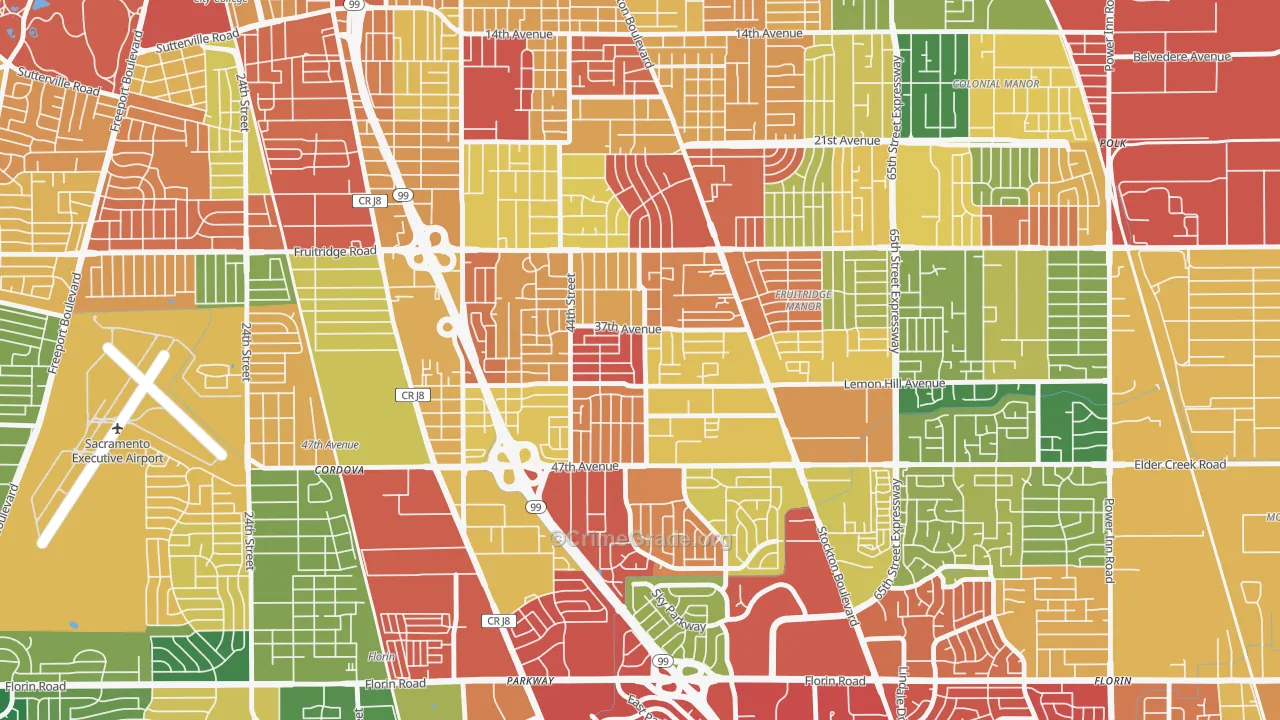 Lemon Hill, CA Map of Burglary Rates