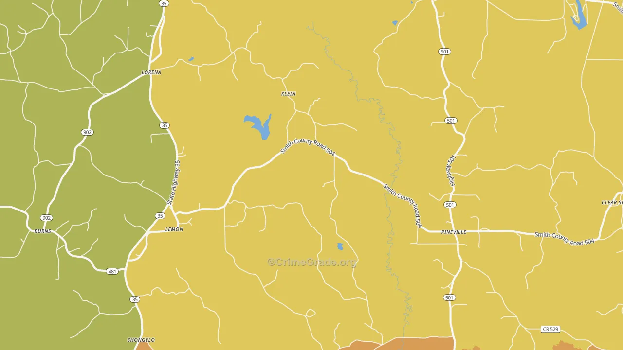 Lemon, MS Map of Burglary Rates