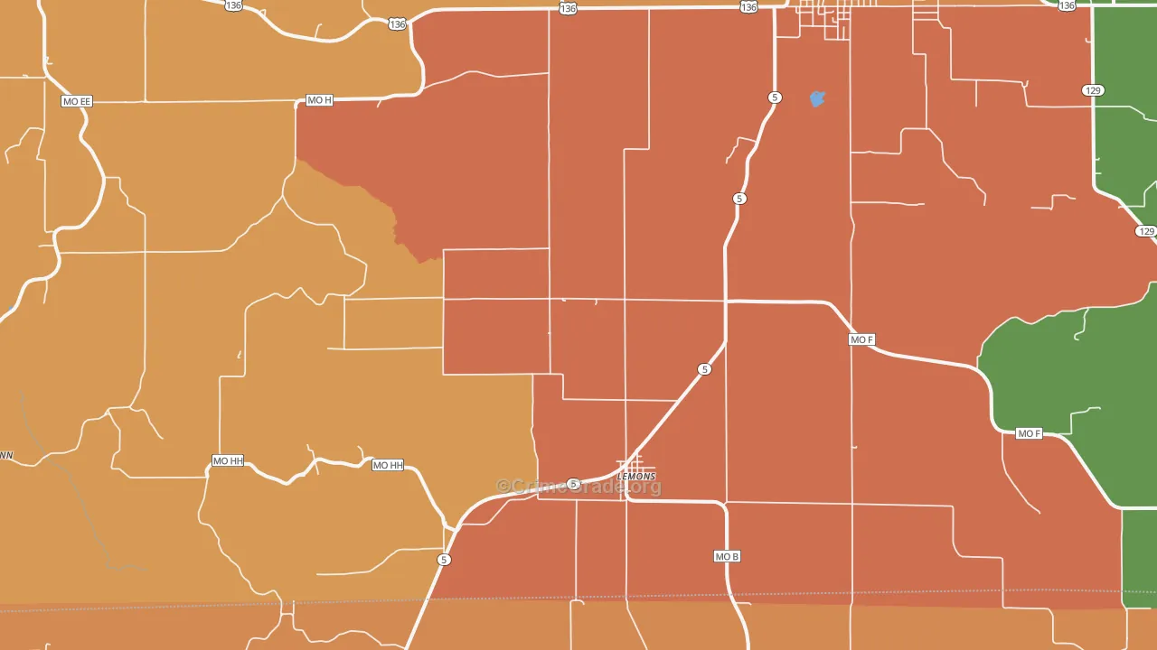 Lemons, MO Map of Burglary Rates