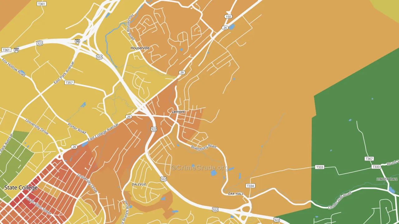 Lemont, PA Map of Burglary Rates