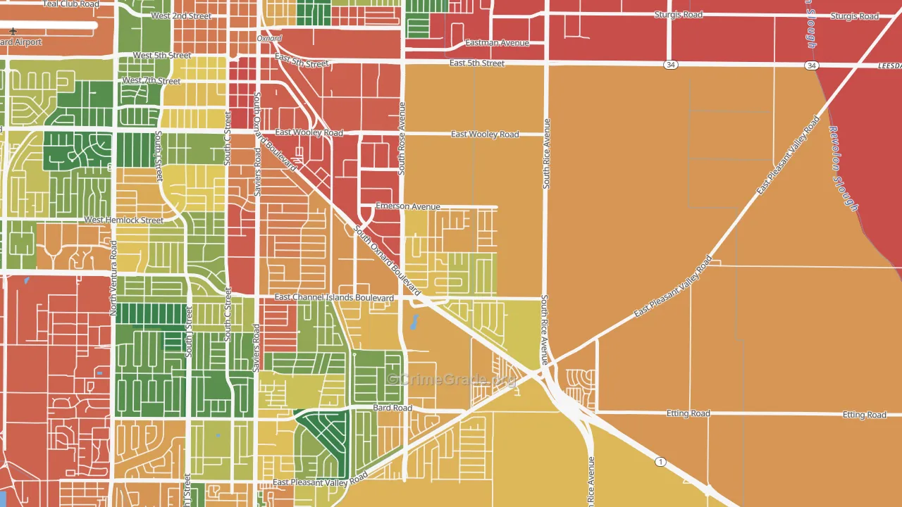 Lemonwood Eastmont, Oxnard, CA Map of Burglary Rates