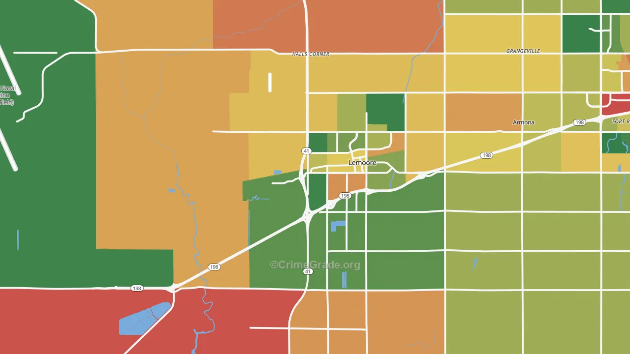 Lemoore, CA Map of Burglary Rates