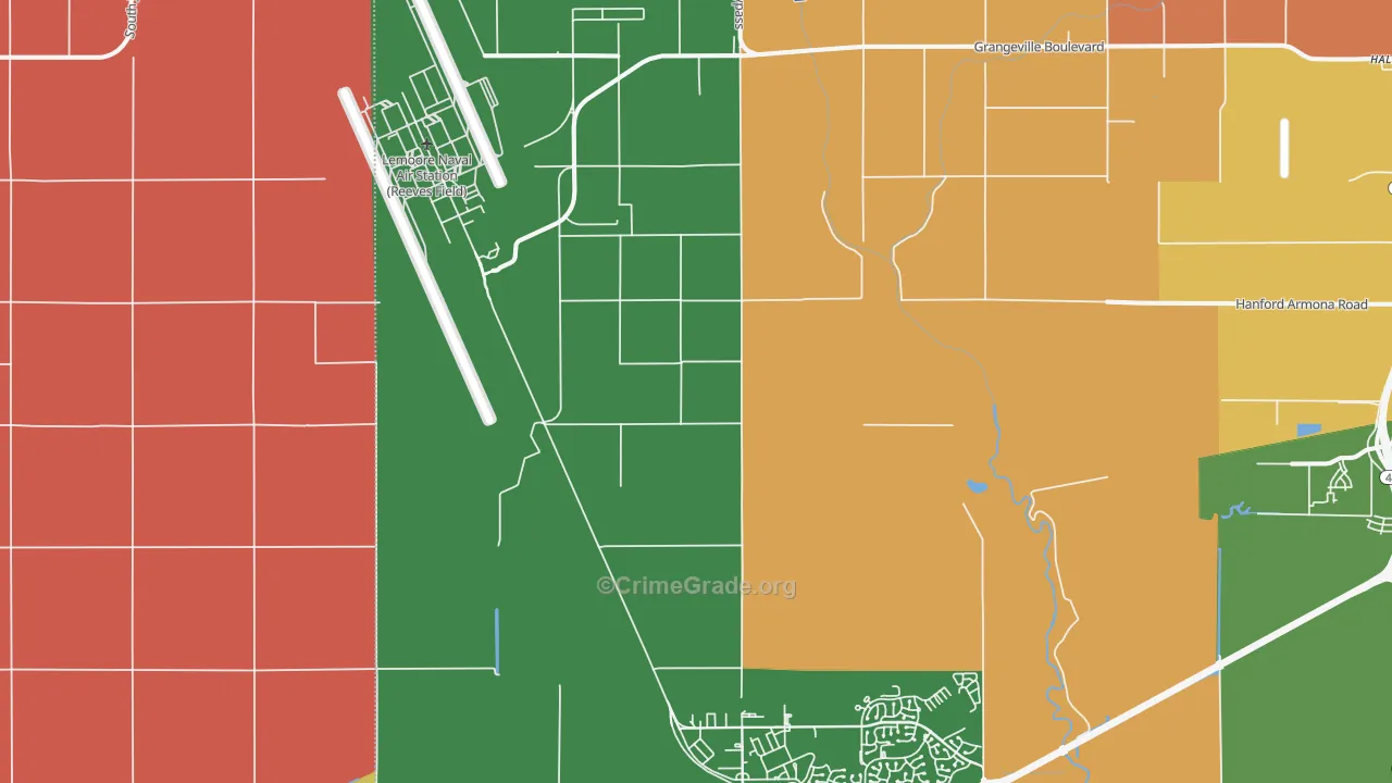 Lemoore Naval Air Station, CA Map of Burglary Rates