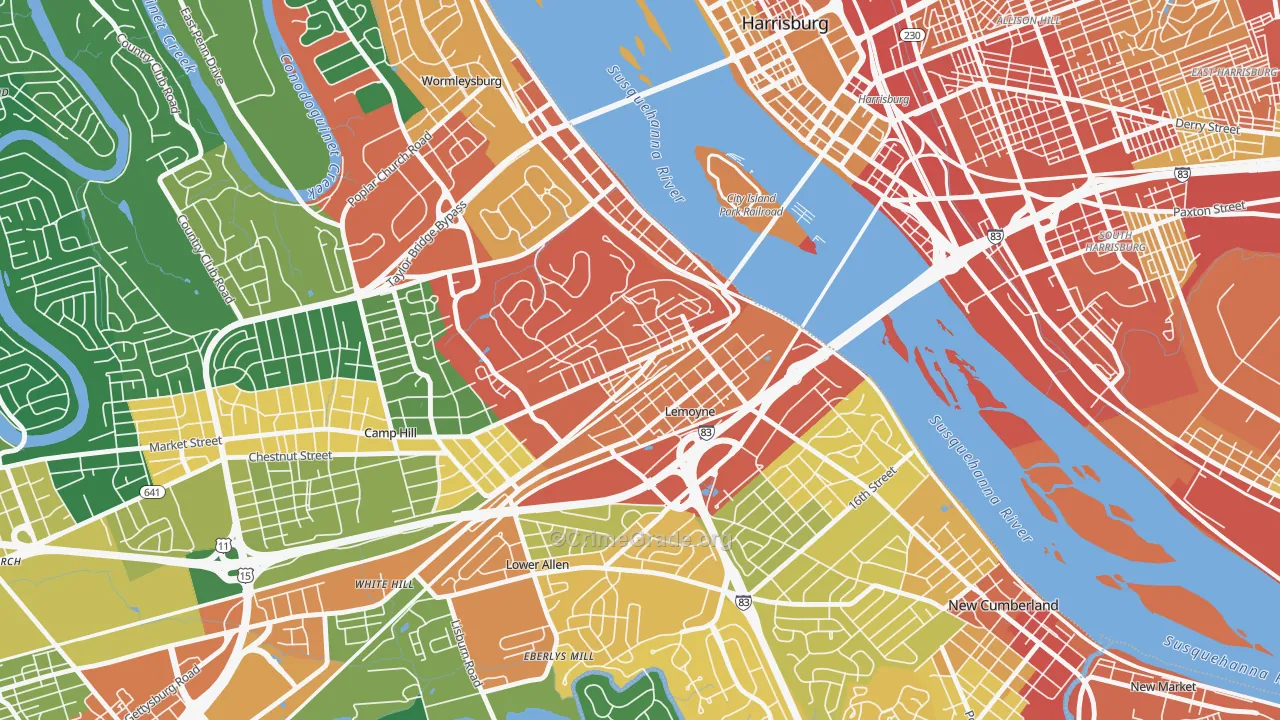 Lemoyne, PA Map of Burglary Rates