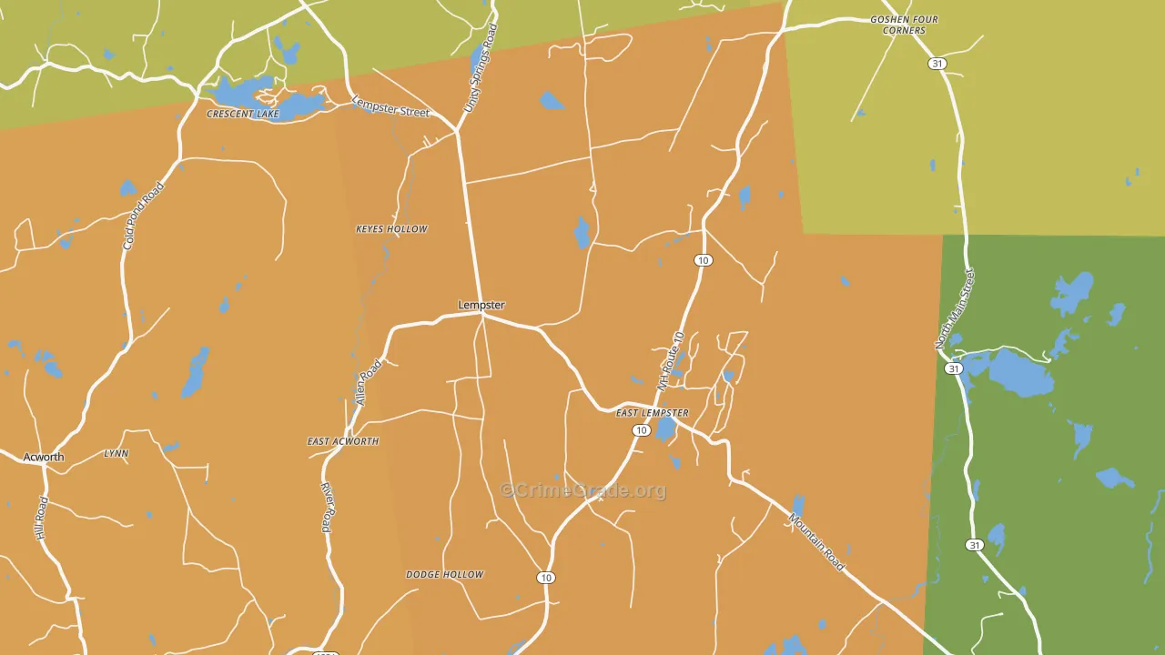 Lempster, NH Map of Burglary Rates