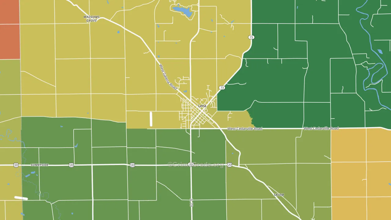 Lena, IL Map of Burglary Rates