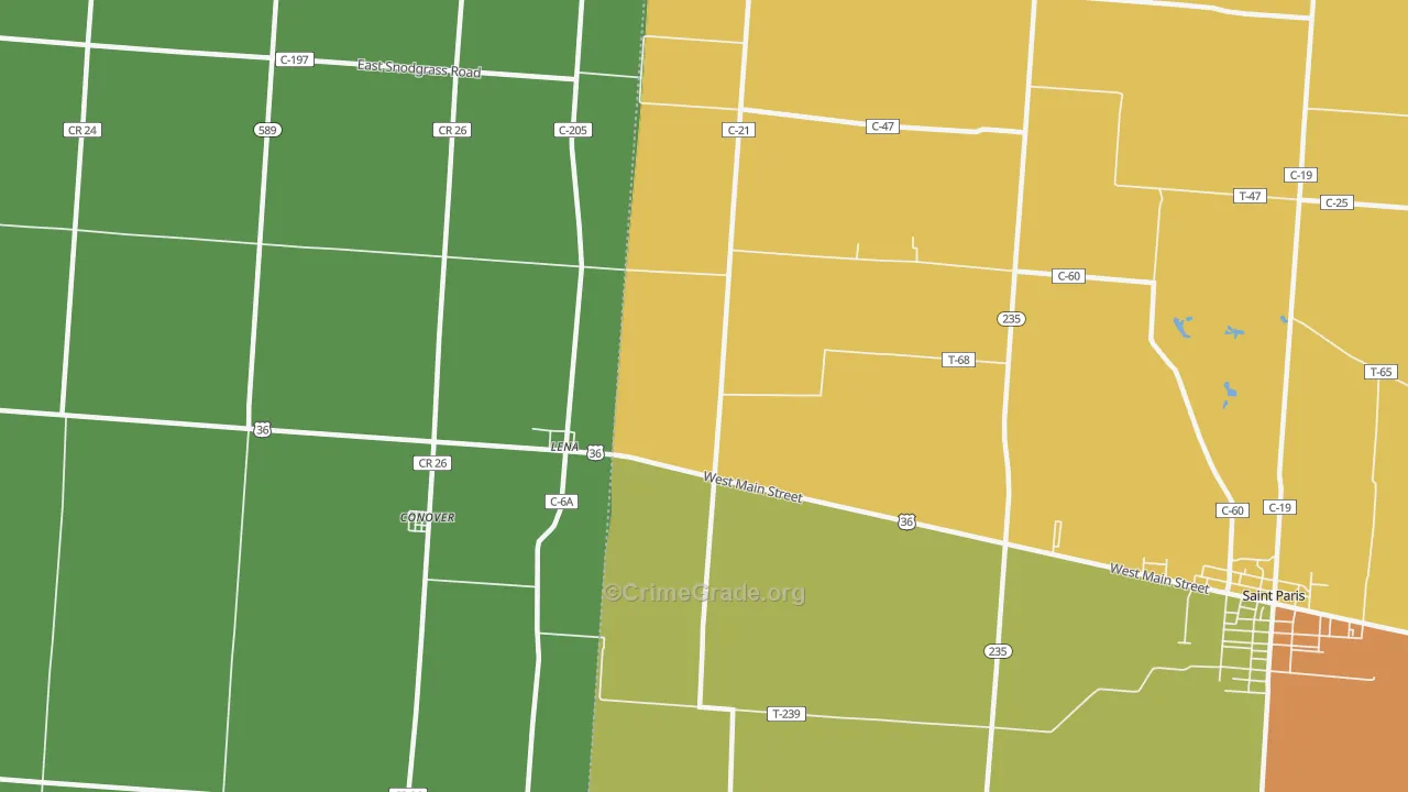 Lena, OH Map of Burglary Rates