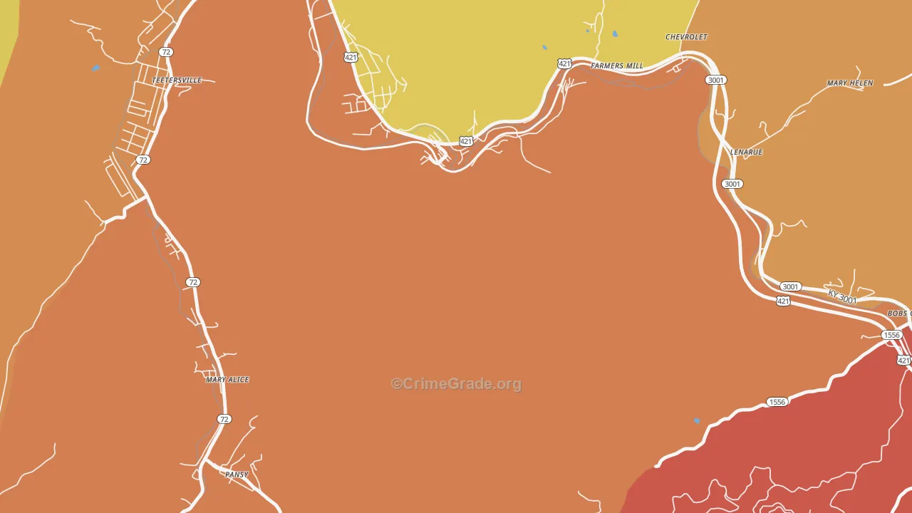 Lenarue, KY Map of Burglary Rates