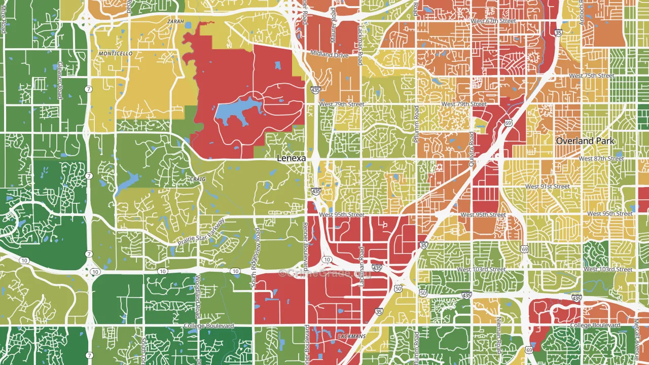 Lenexa, KS Map of Burglary Rates