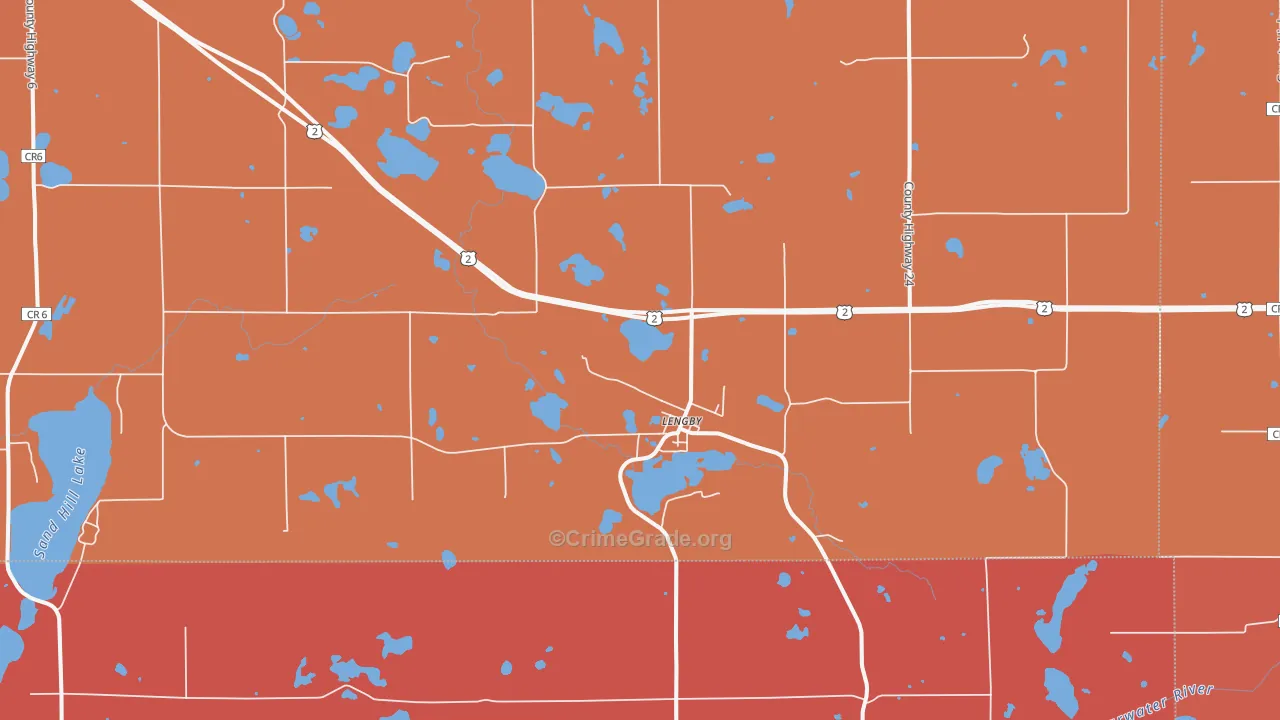 Lengby, MN Map of Burglary Rates