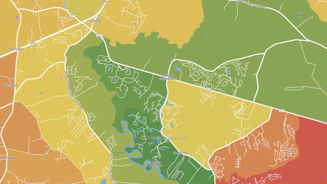 Lennon Crossroads, NC Map of Burglary Rates