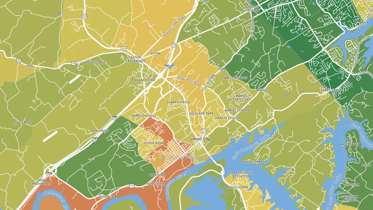Lenoir City, TN Map of Burglary Rates