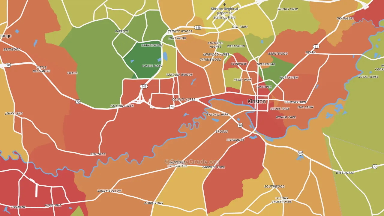 Lenoir County, NC Map of Burglary Rates