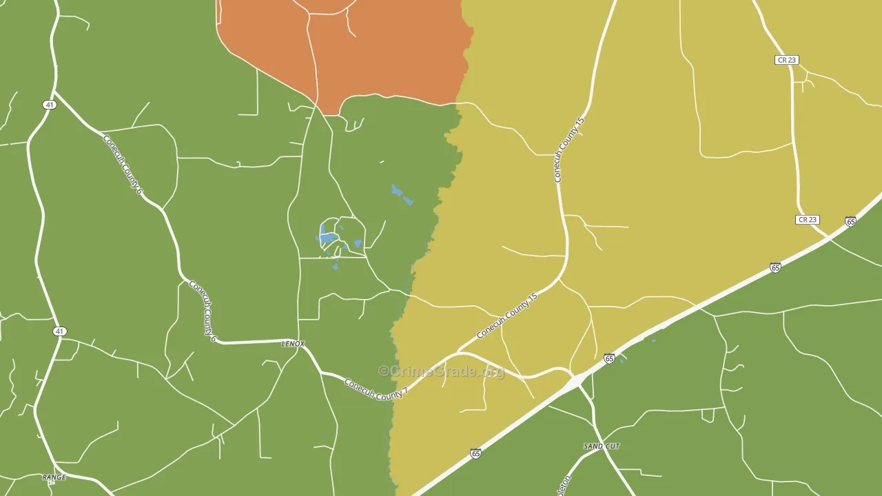 Lenox, AL Map of Burglary Rates