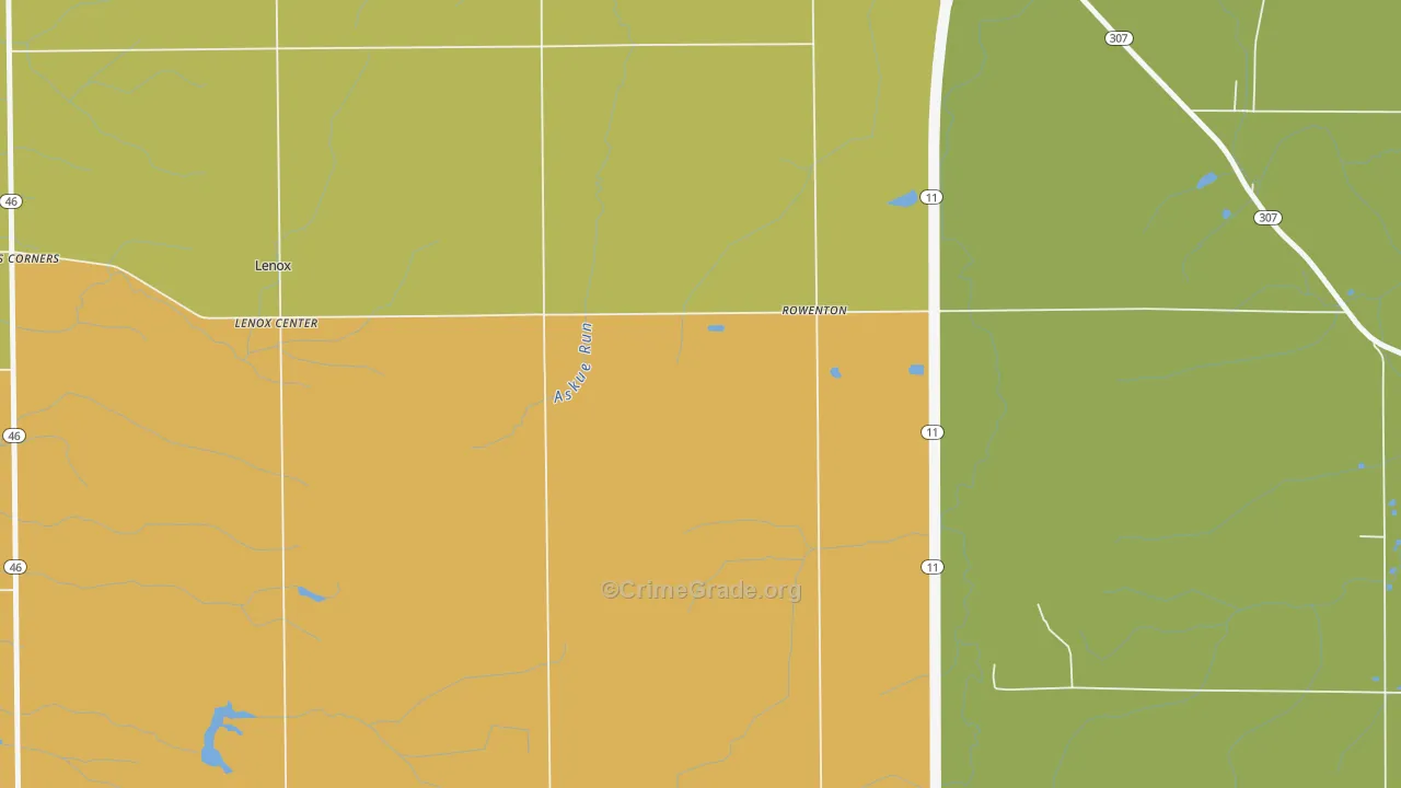 Lenox Center, OH Map of Burglary Rates