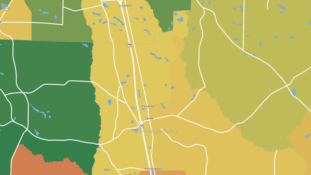 Lenox, GA Map of Burglary Rates
