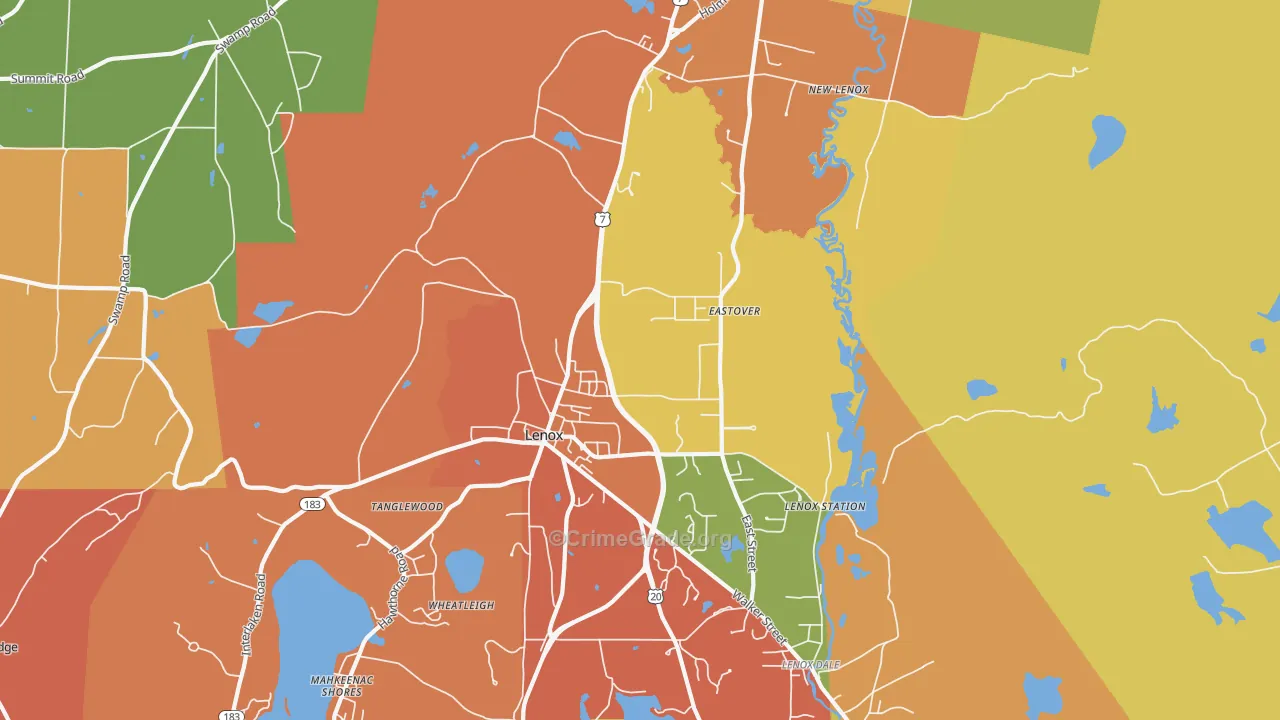 Lenox, MA Map of Burglary Rates