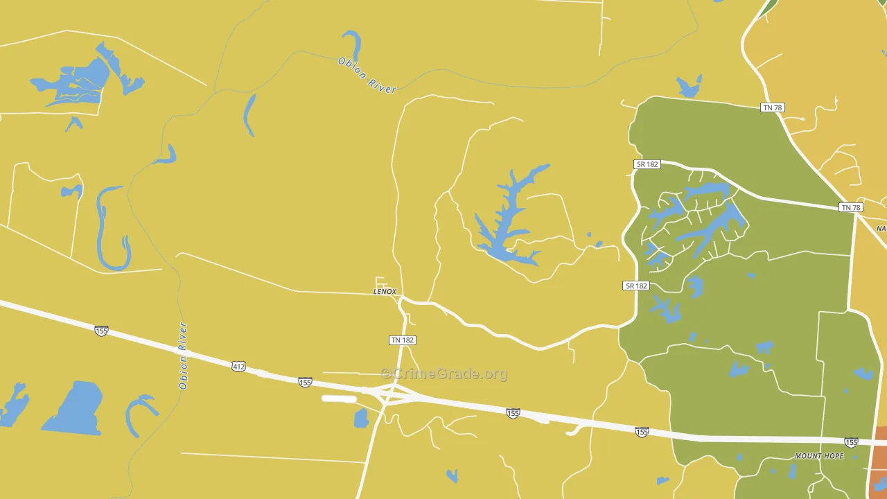 Lenox, TN Map of Burglary Rates