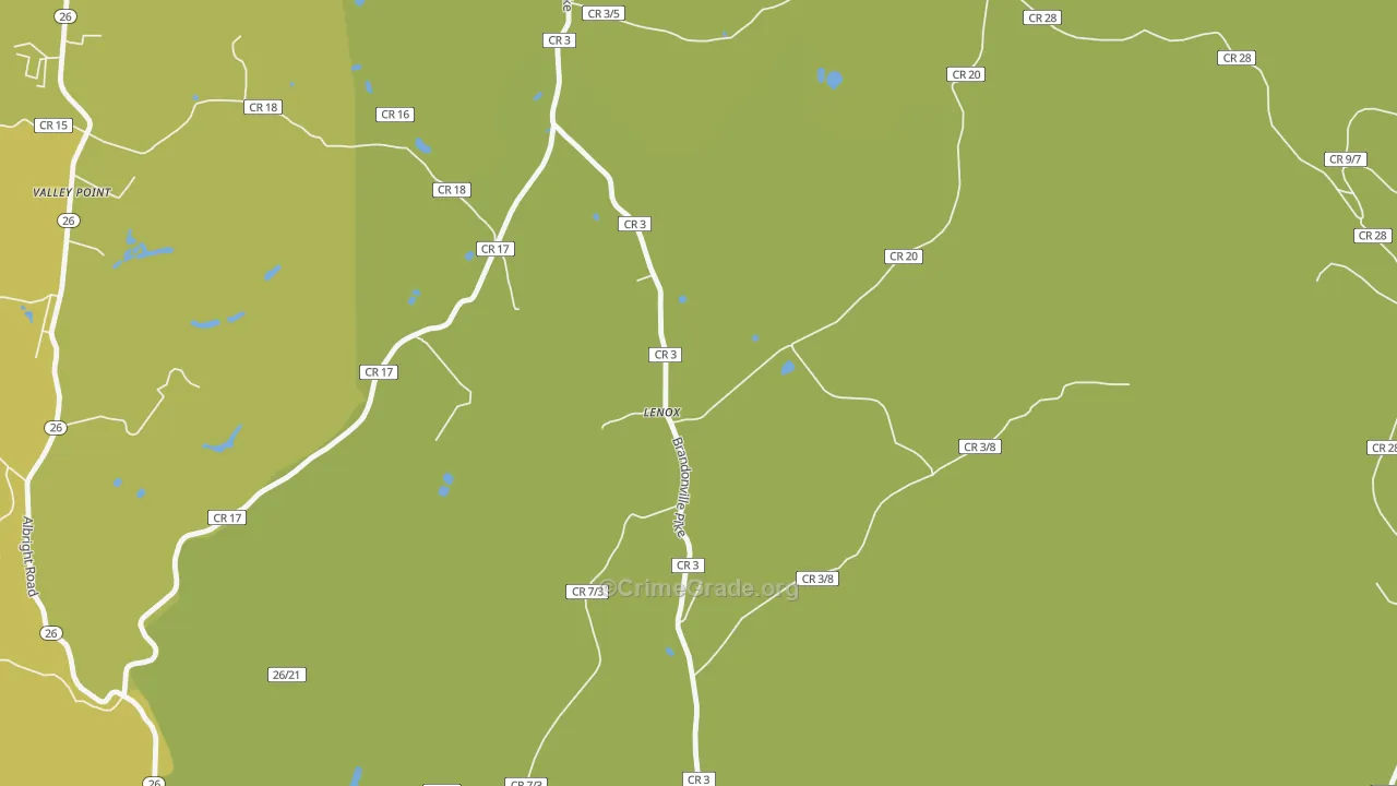 Lenox, WV Map of Burglary Rates