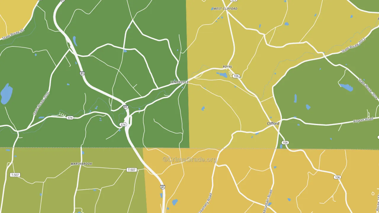 Lenoxville, PA Map of Burglary Rates