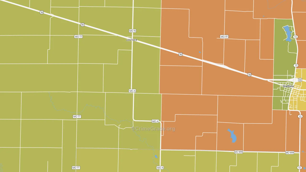 Lentner, MO Map of Burglary Rates