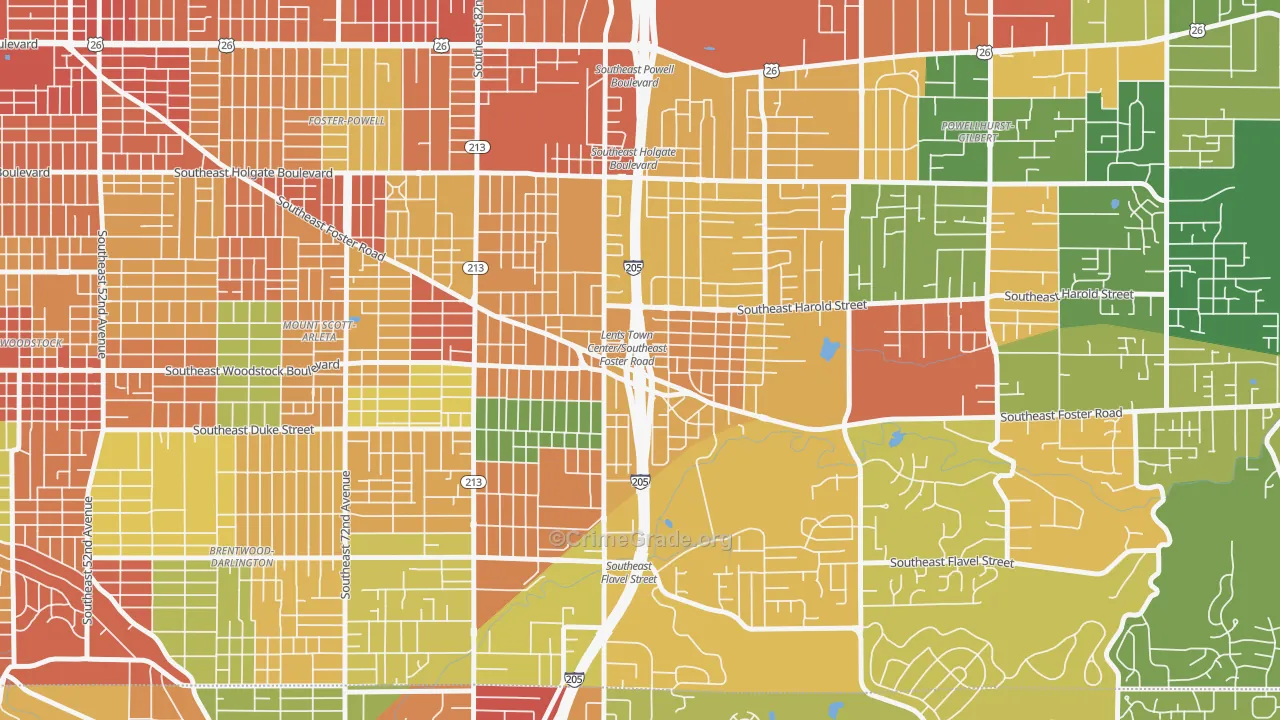 Lents, Portland, OR Map of Burglary Rates