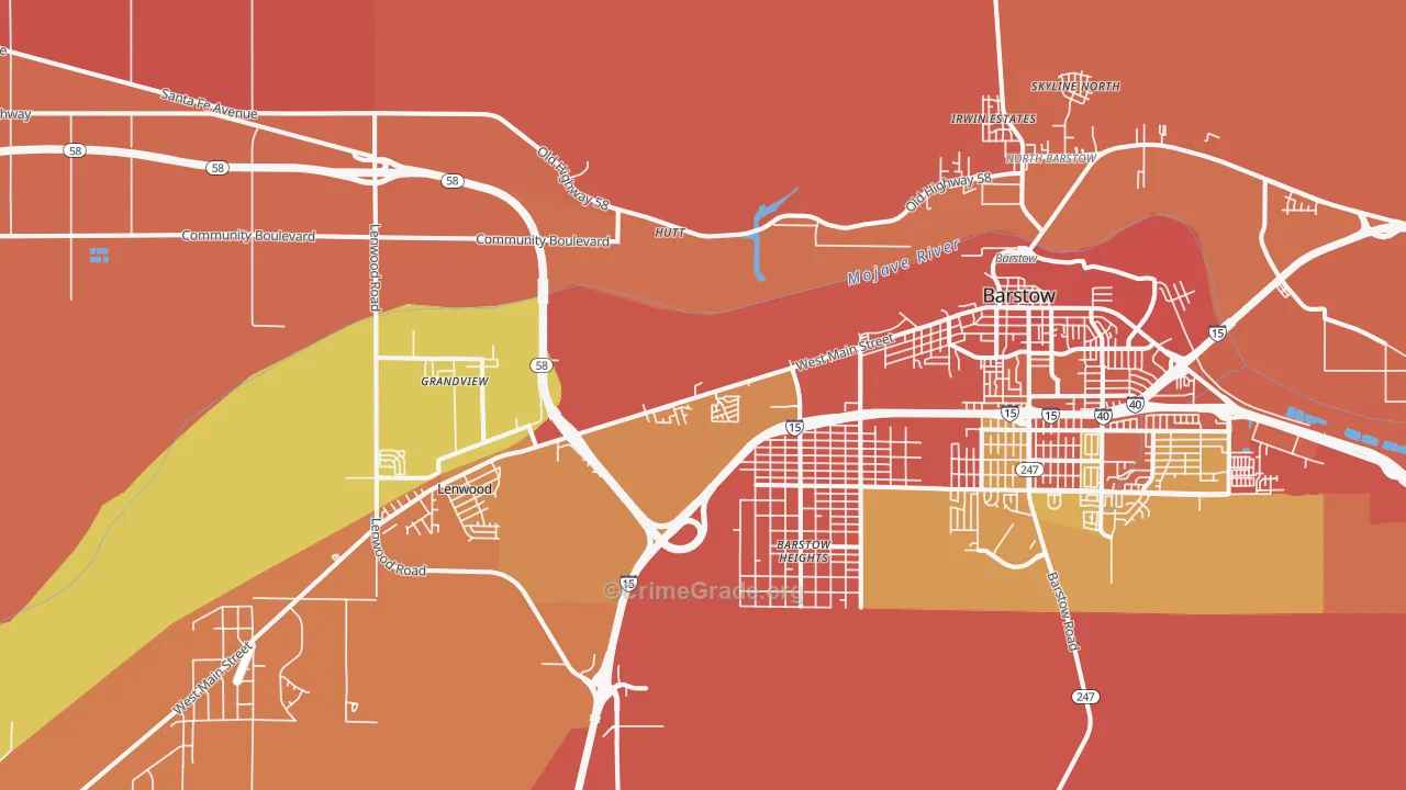 Lenwood, CA Map of Burglary Rates