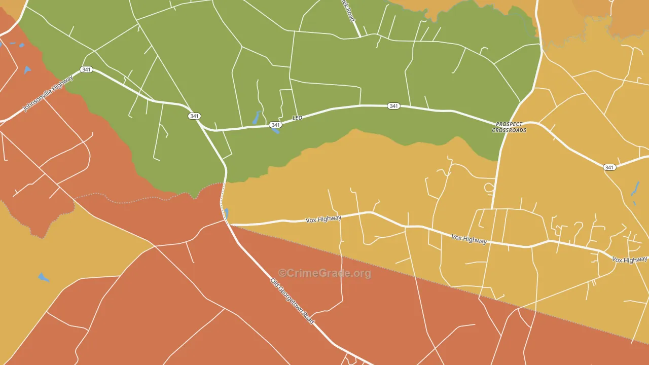 Leo, SC Map of Burglary Rates
