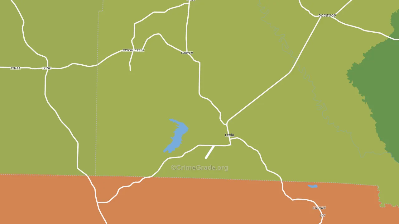 Leola, AR Map of Burglary Rates